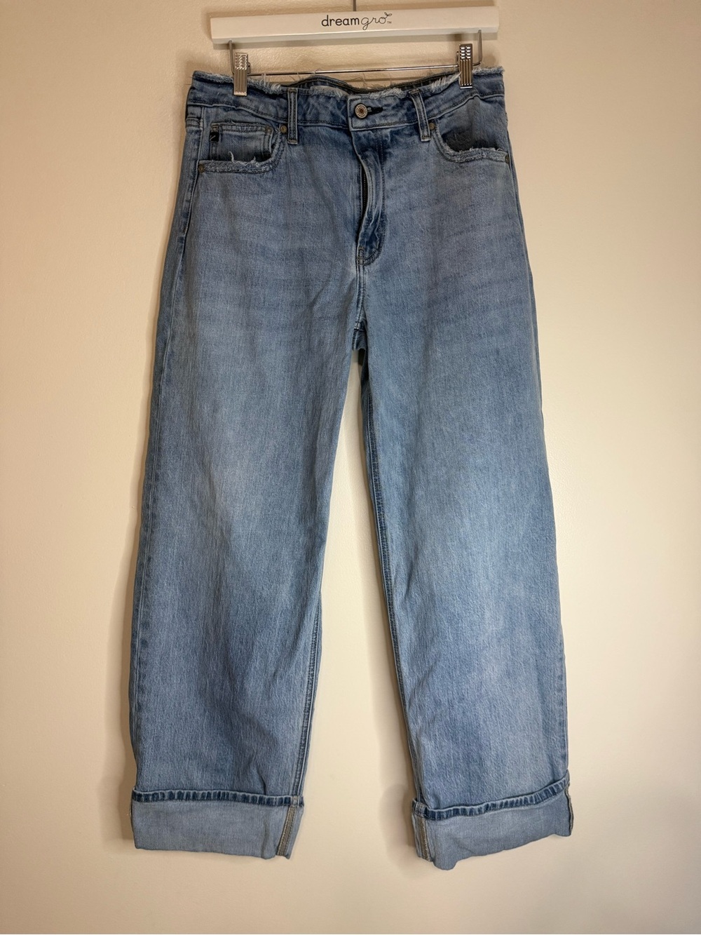 KanCan Light Blue Relaxed wide -Leg cuffed Jeans size 10